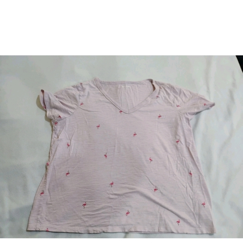 Old Navy Light Pink Flamingo V-Neck Tee